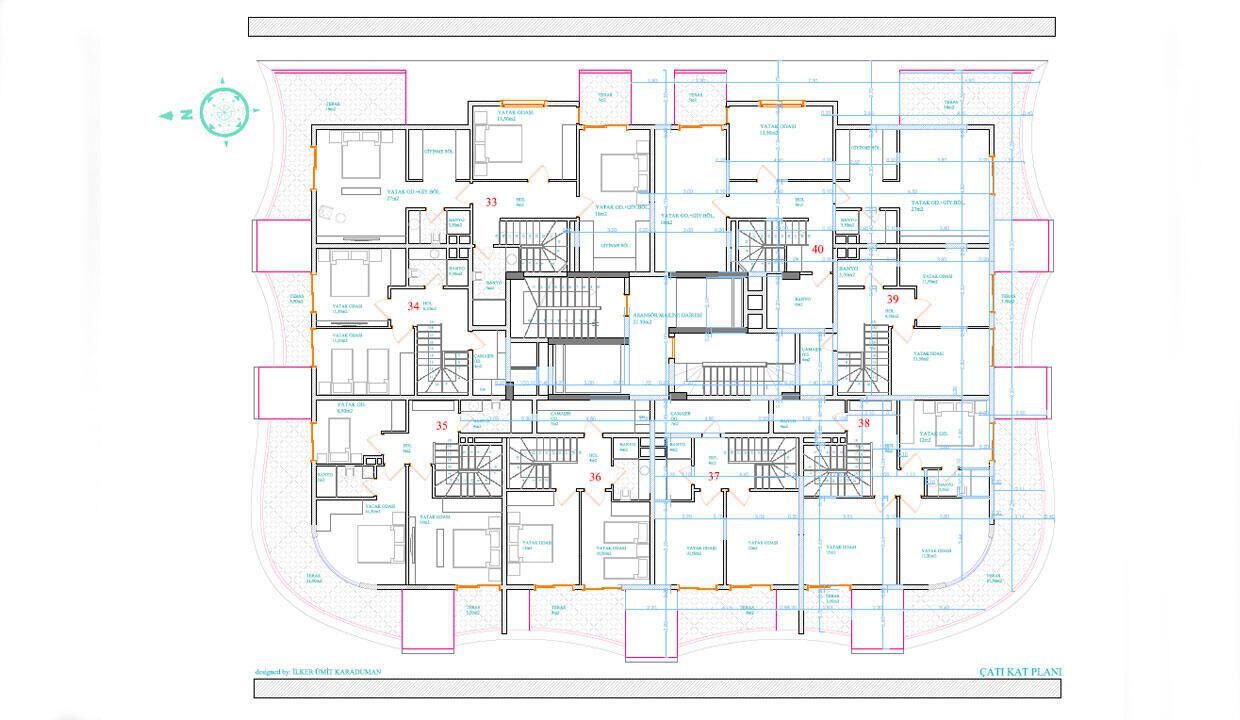 33 EAST A BLOCK ROOF FLOOR PLAN